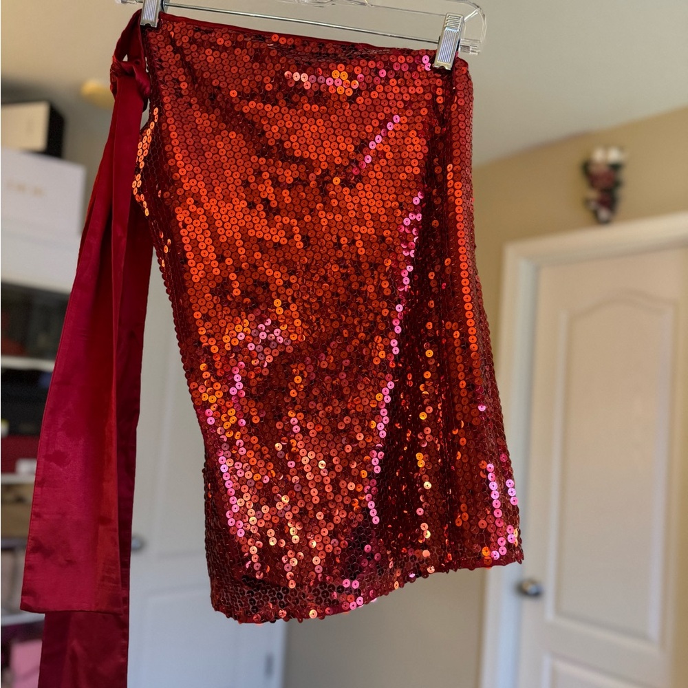 Red sequin top
